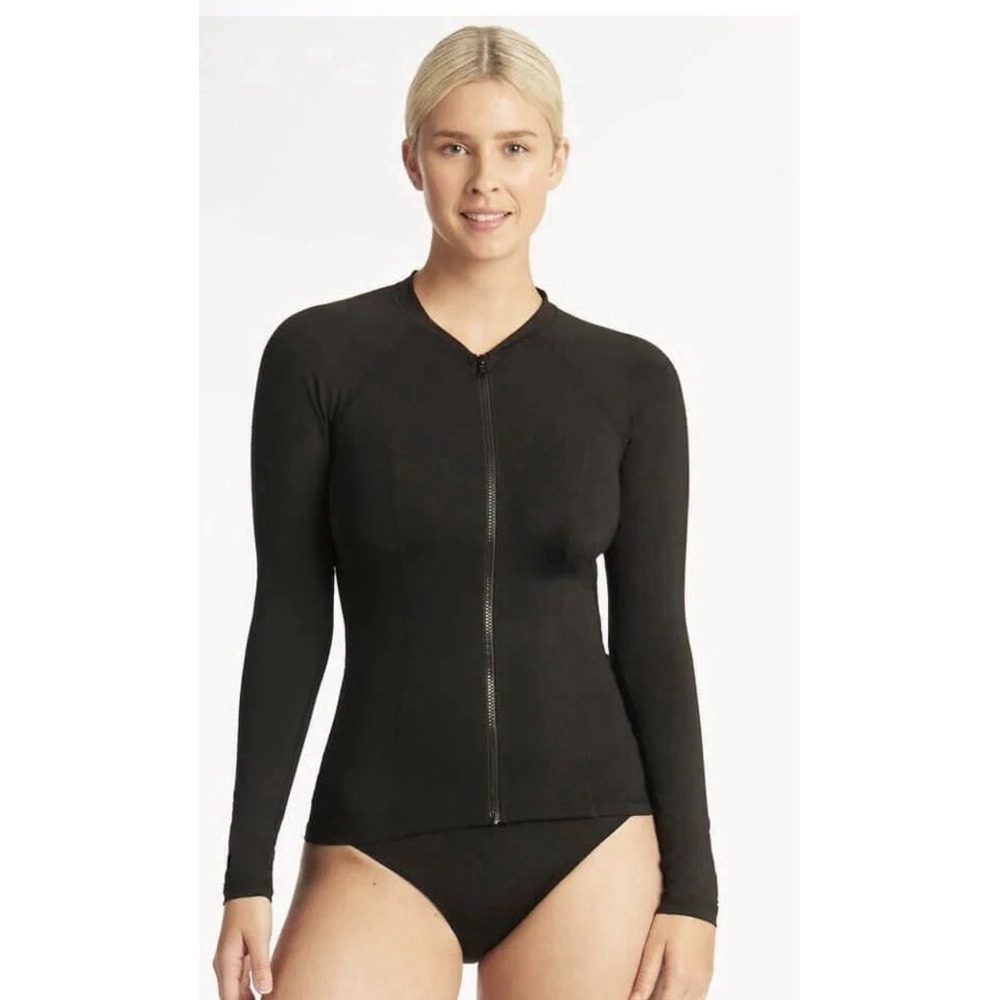 Sea Level Swim Eco Essentials Long Sleeve Rash Vest Full Zipper Night Sky Guard